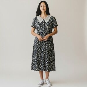 Betsy's Things Vintage Dress Womens‎ Size 8 Ditsy Floral Lace Collar Cottage Y2K